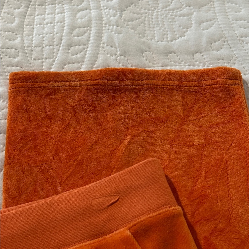 Juicy Couture Orange Velour pocket pants sz:M - Picture 6 of 10